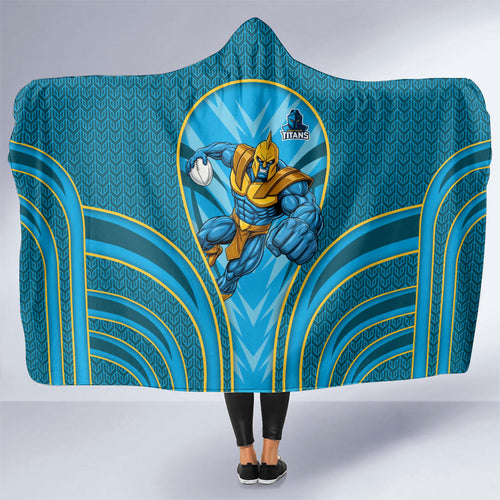 Gold Coast Titans Rugby Mascot Hooded Blanket Australian Rugby Culture - Tribal Inspired Warrior Titan
