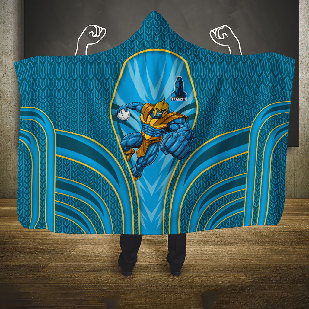Gold Coast Titans Rugby Mascot Hooded Blanket Australian Rugby Culture - Tribal Inspired Warrior Titan