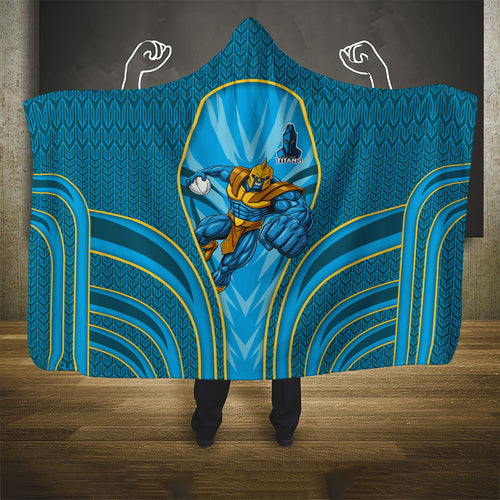 Gold Coast Titans Rugby Mascot Hooded Blanket Australian Rugby Culture - Tribal Inspired Warrior Titan