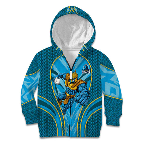 Gold Coast Titans Rugby Mascot Kid Hoodie Australian Rugby Culture - Tribal Inspired Warrior Titan