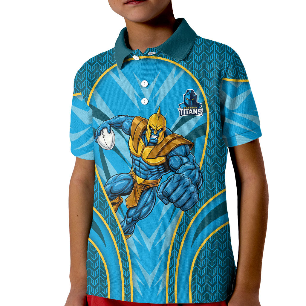 Gold Coast Titans Rugby Mascot Kid Polo Shirt Australian Rugby Culture - Tribal Inspired Warrior Titan