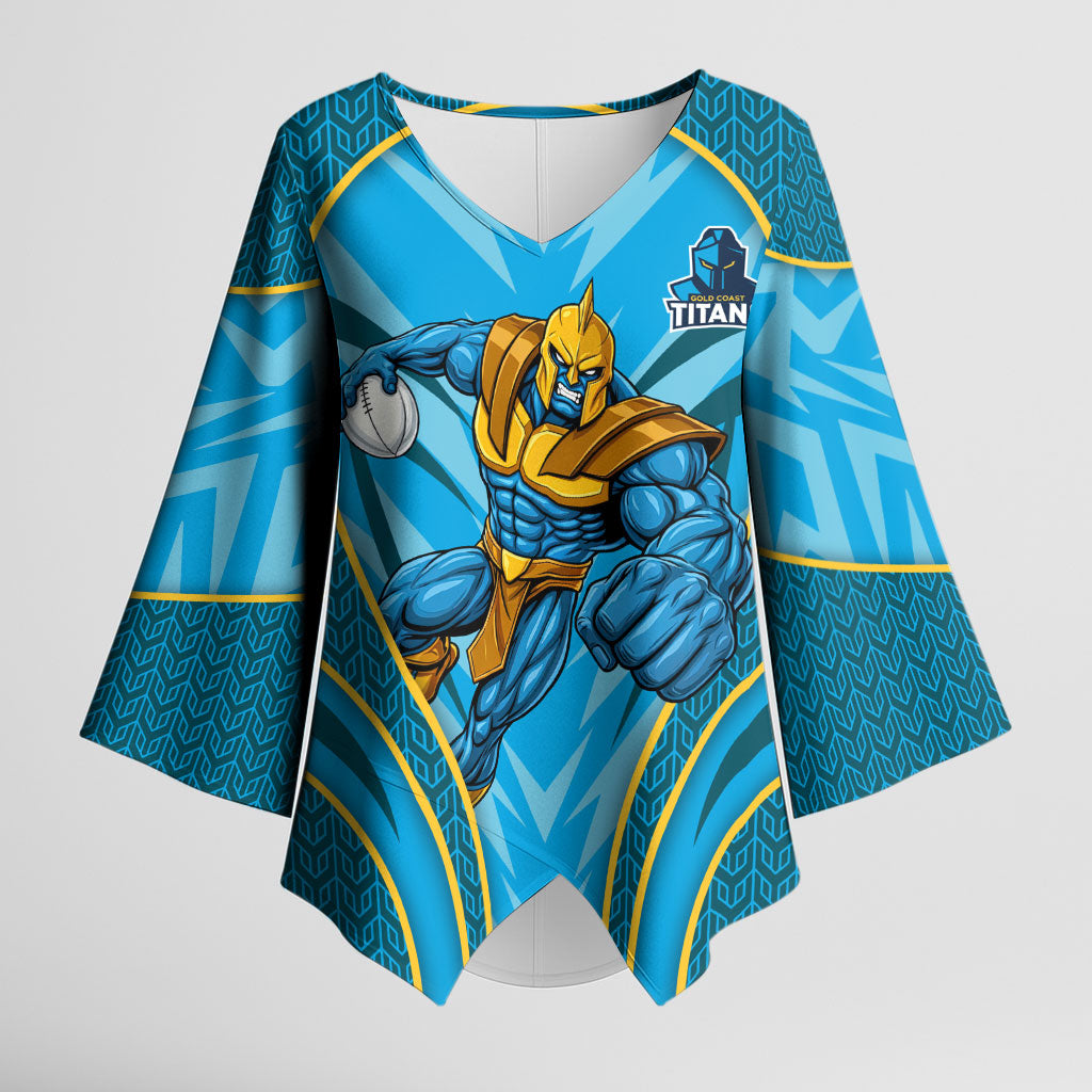 Gold Coast Titans Rugby Mascot Kimono Sleeve Blouse Australian Rugby Culture - Tribal Inspired Warrior Titan