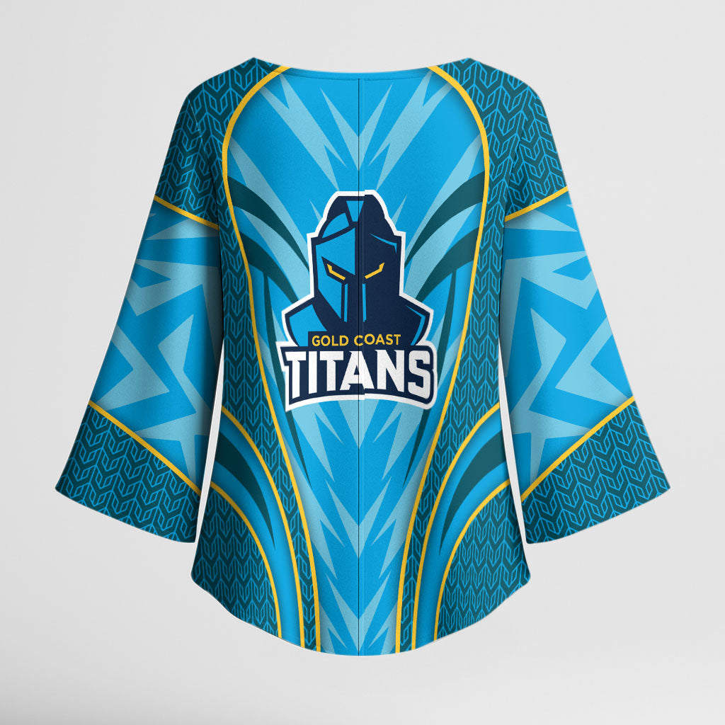 Gold Coast Titans Rugby Mascot Kimono Sleeve Blouse Australian Rugby Culture - Tribal Inspired Warrior Titan