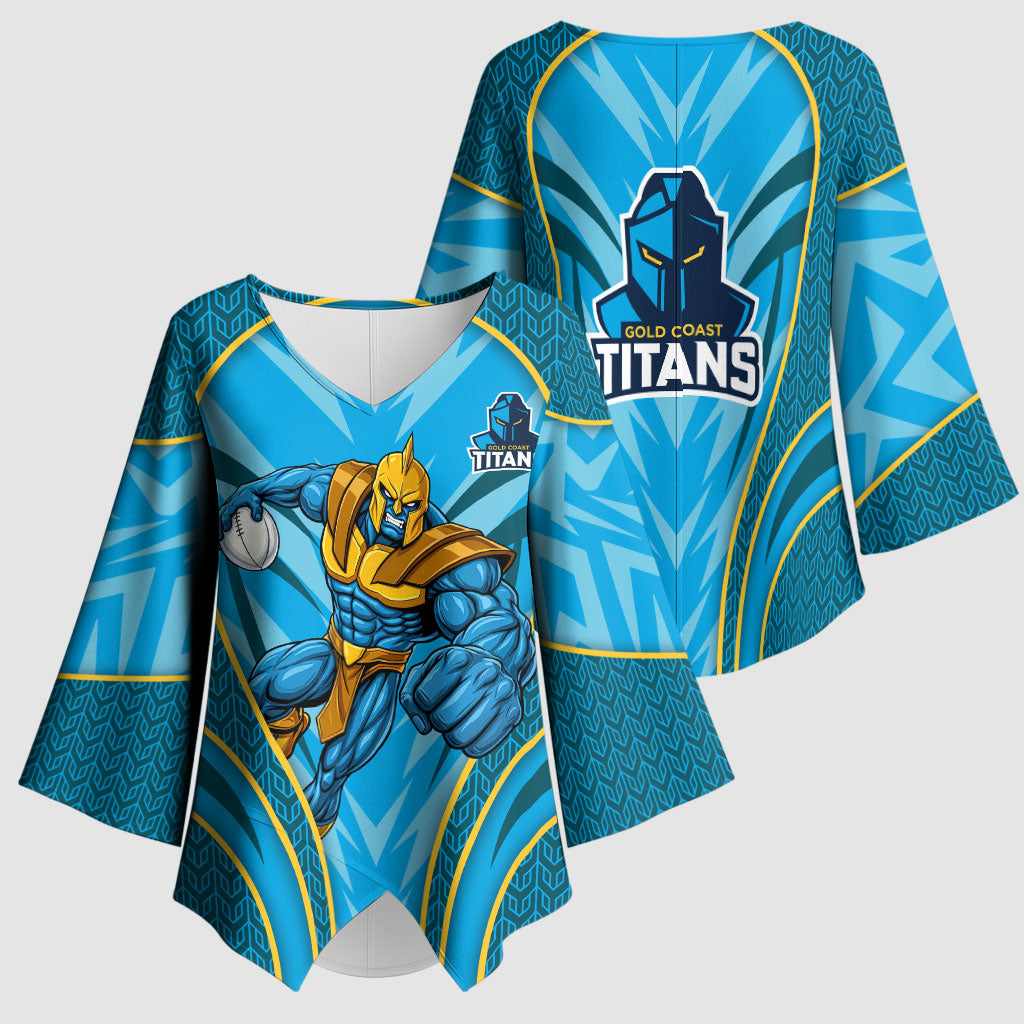 Gold Coast Titans Rugby Mascot Kimono Sleeve Blouse Australian Rugby Culture - Tribal Inspired Warrior Titan