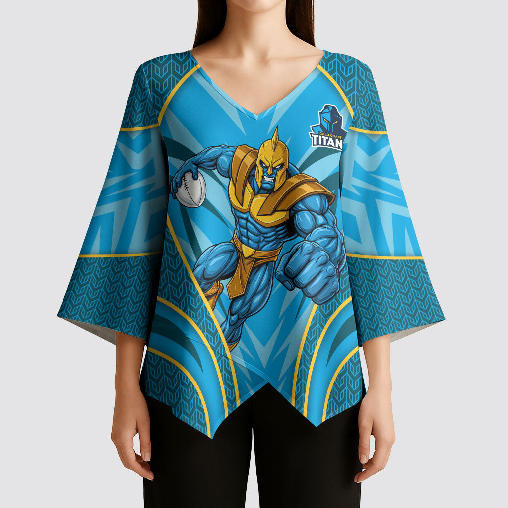 Gold Coast Titans Rugby Mascot Kimono Sleeve Blouse Australian Rugby Culture - Tribal Inspired Warrior Titan