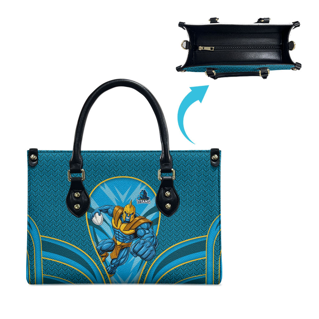 Gold Coast Titans Rugby Mascot Leather Bag Australian Rugby Culture - Tribal Inspired Warrior Titan