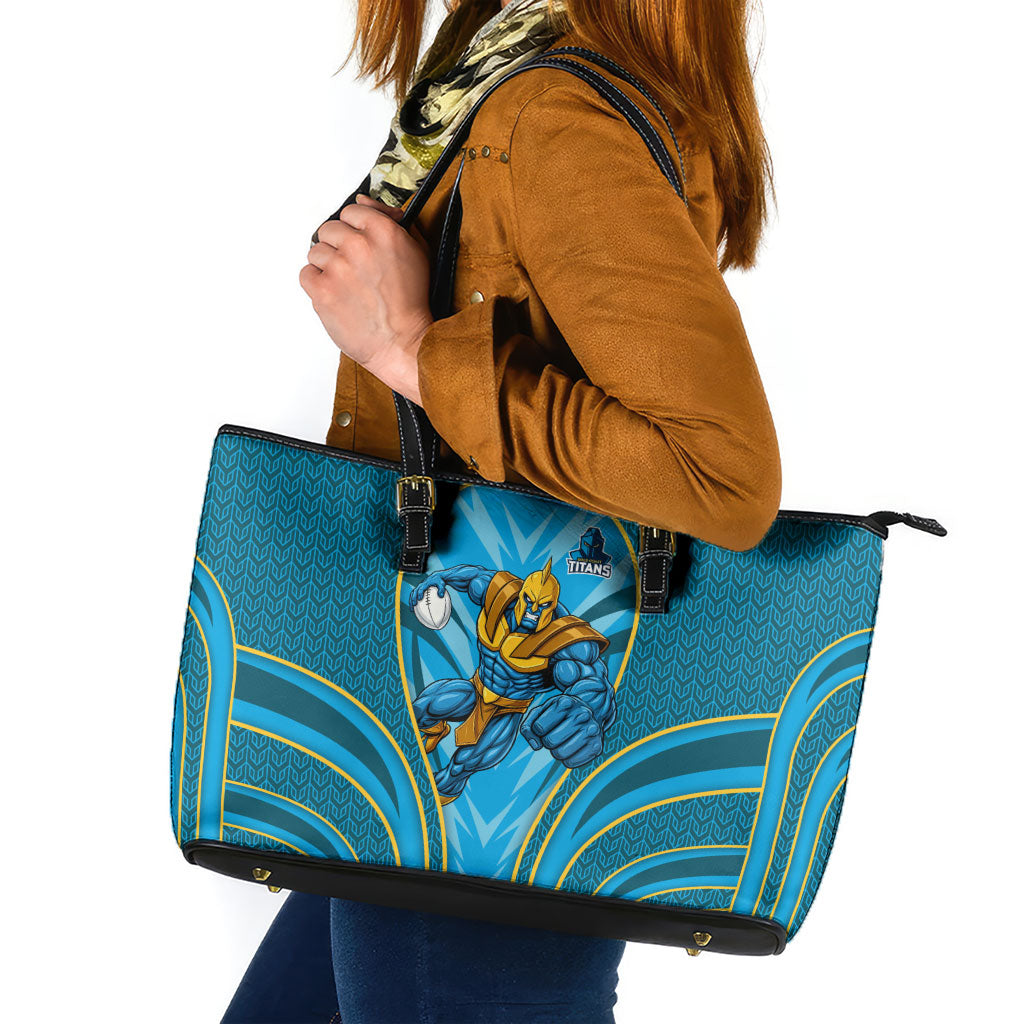 Gold Coast Titans Rugby Mascot Leather Tote Bag Australian Rugby Culture - Tribal Inspired Warrior Titan