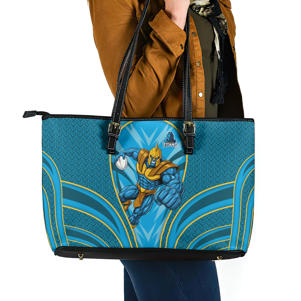 Gold Coast Titans Rugby Mascot Leather Tote Bag Australian Rugby Culture - Tribal Inspired Warrior Titan