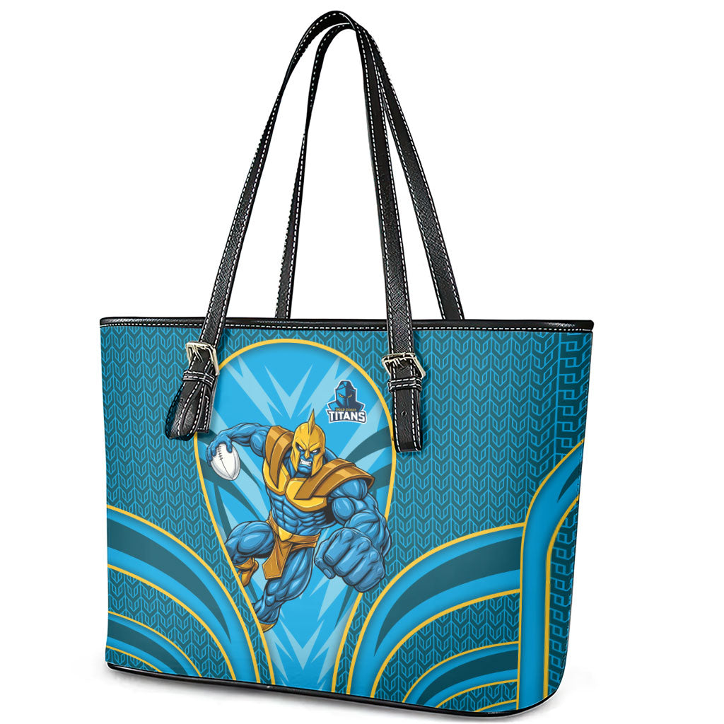 Gold Coast Titans Rugby Mascot Leather Tote Bag Australian Rugby Culture - Tribal Inspired Warrior Titan