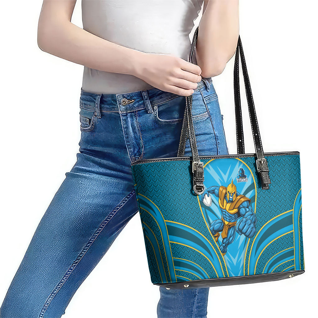 Gold Coast Titans Rugby Mascot Leather Tote Bag Australian Rugby Culture - Tribal Inspired Warrior Titan