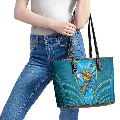 Gold Coast Titans Rugby Mascot Leather Tote Bag Australian Rugby Culture - Tribal Inspired Warrior Titan