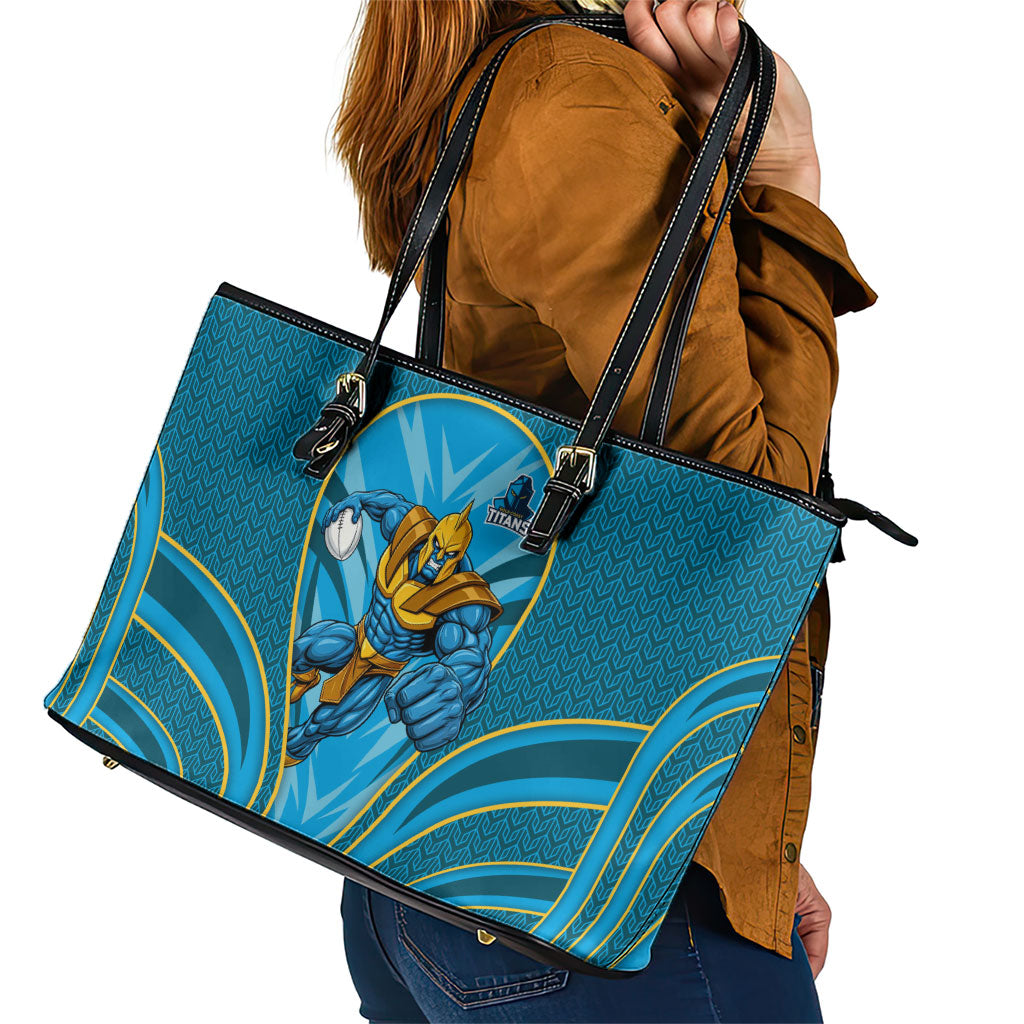 Gold Coast Titans Rugby Mascot Leather Tote Bag Australian Rugby Culture - Tribal Inspired Warrior Titan