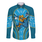 Gold Coast Titans Rugby Mascot Long Sleeve Button Shirt Australian Rugby Culture - Tribal Inspired Warrior Titan