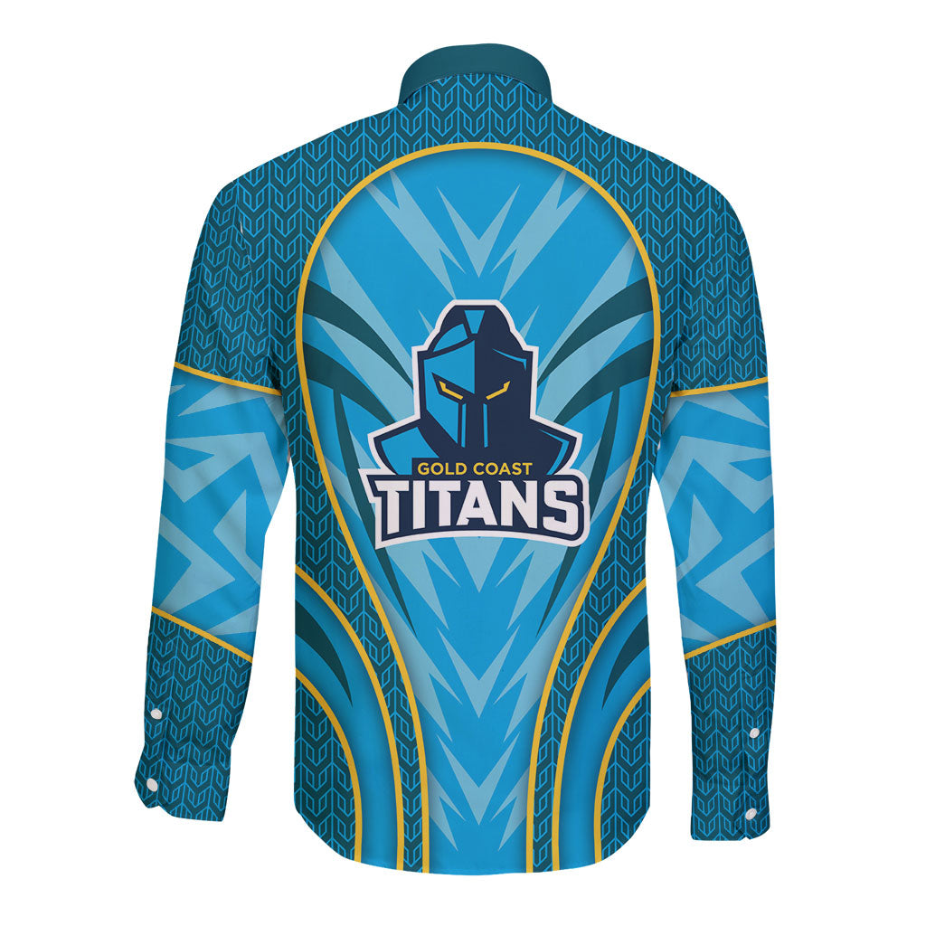 Gold Coast Titans Rugby Mascot Long Sleeve Button Shirt Australian Rugby Culture - Tribal Inspired Warrior Titan