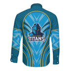 Gold Coast Titans Rugby Mascot Long Sleeve Button Shirt Australian Rugby Culture - Tribal Inspired Warrior Titan