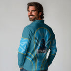 Gold Coast Titans Rugby Mascot Long Sleeve Polo Shirt Australian Rugby Culture - Tribal Inspired Warrior Titan