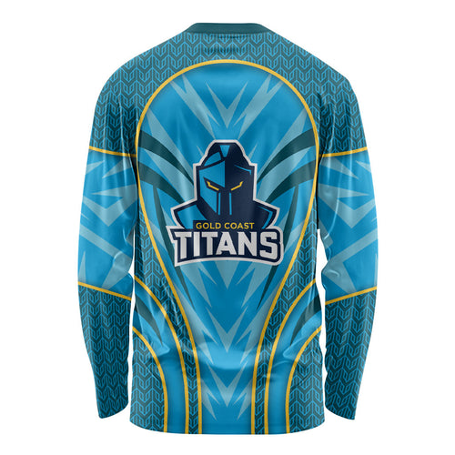 Gold Coast Titans Rugby Mascot Long Sleeve Shirt Australian Rugby Culture - Tribal Inspired Warrior Titan
