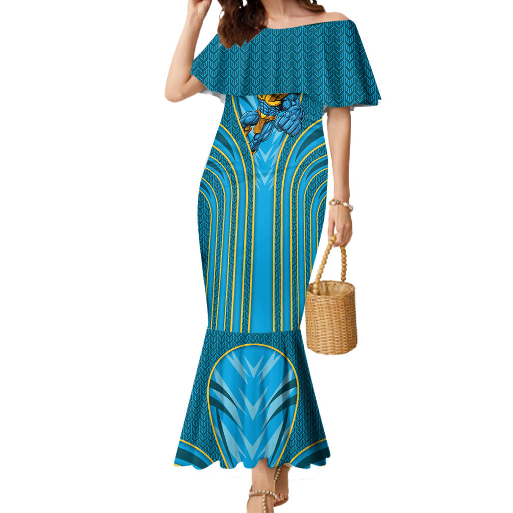 Gold Coast Titans Rugby Mascot Mermaid Dress Australian Rugby Culture - Tribal Inspired Warrior Titan