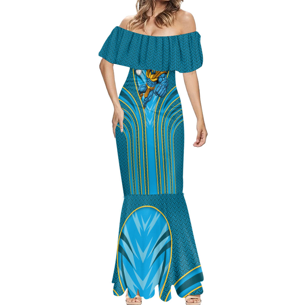 Gold Coast Titans Rugby Mascot Mermaid Dress Australian Rugby Culture - Tribal Inspired Warrior Titan