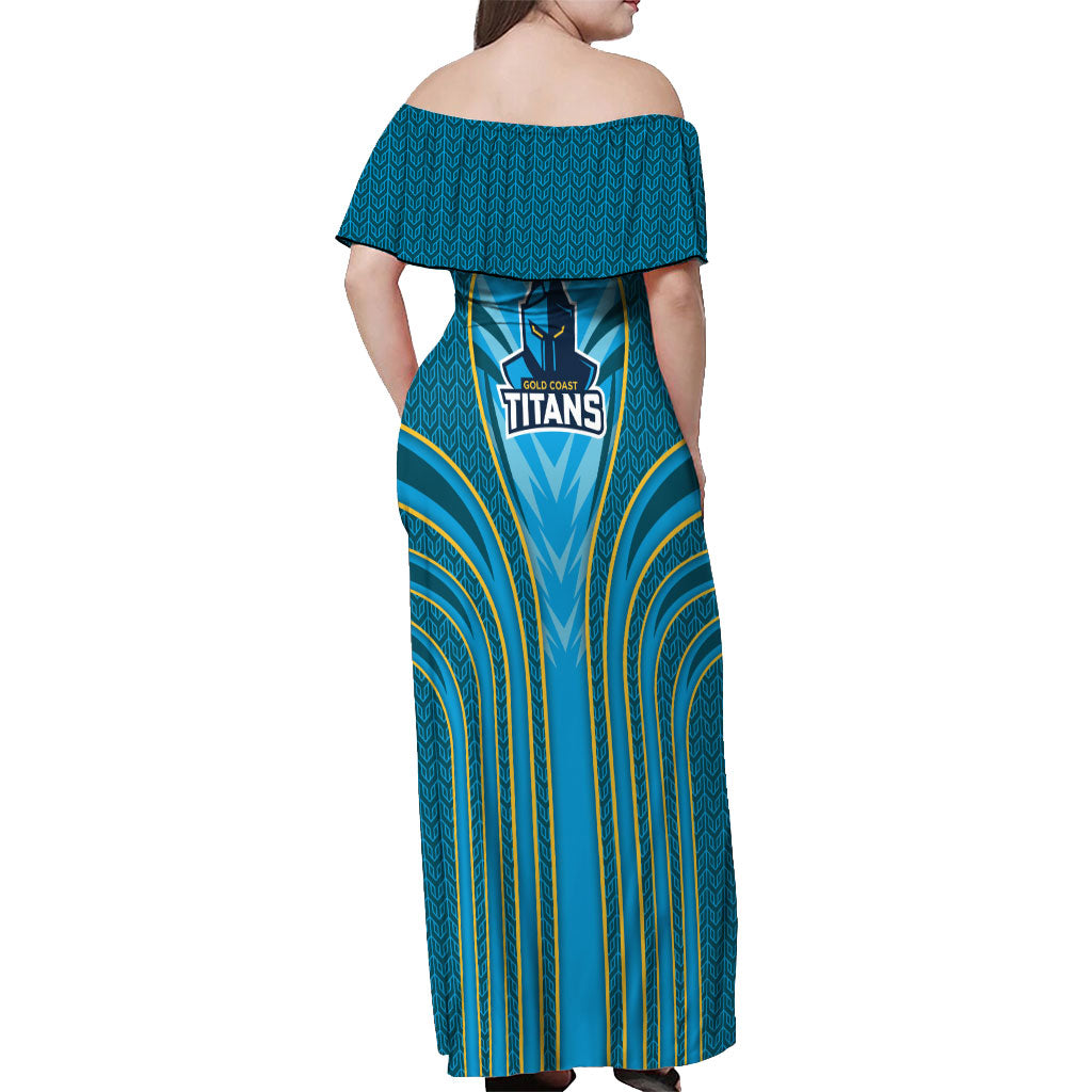 Gold Coast Titans Rugby Mascot Off Shoulder Maxi Dress Australian Rugby Culture - Tribal Inspired Warrior Titan