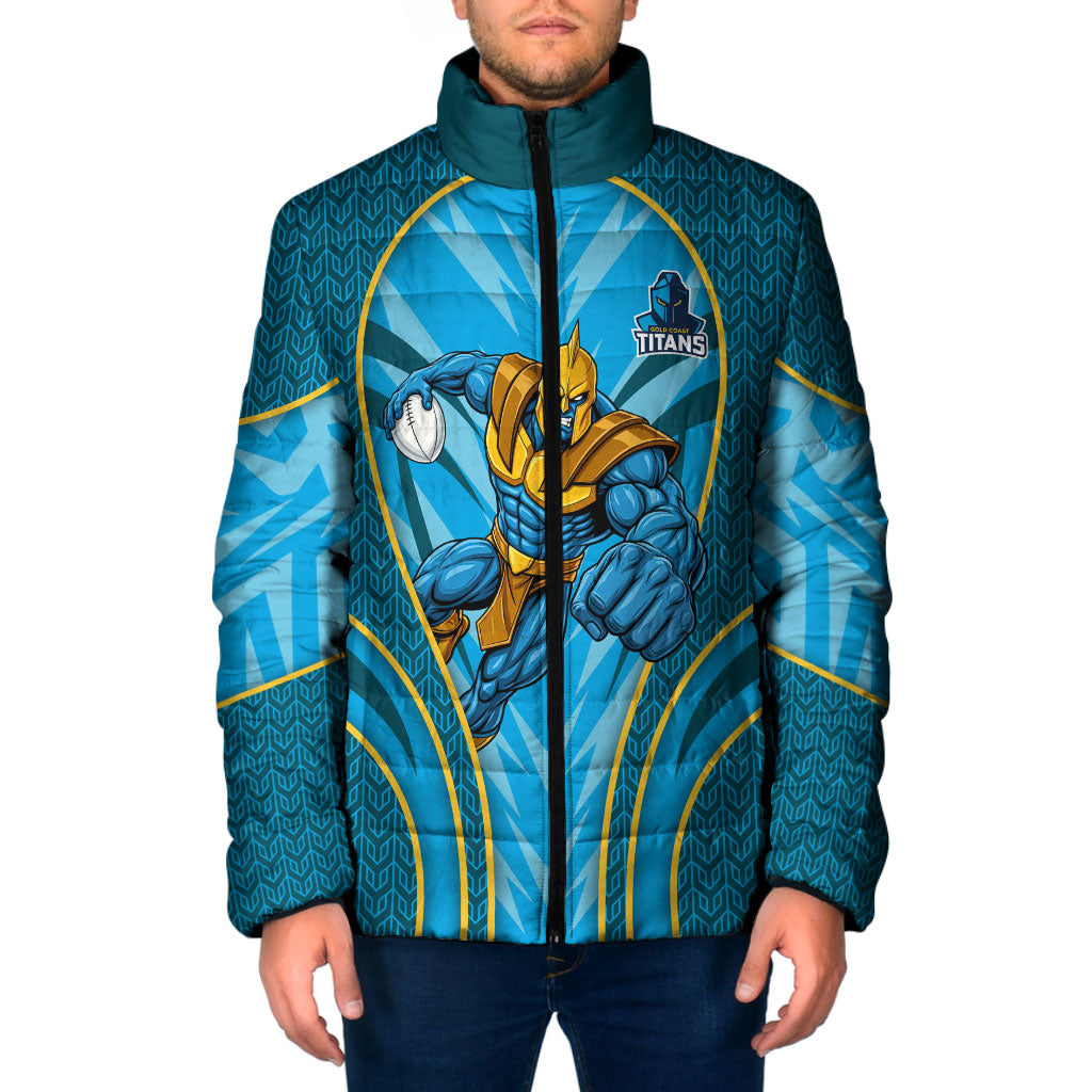 Gold Coast Titans Rugby Mascot Padded Jacket Australian Rugby Culture - Tribal Inspired Warrior Titan