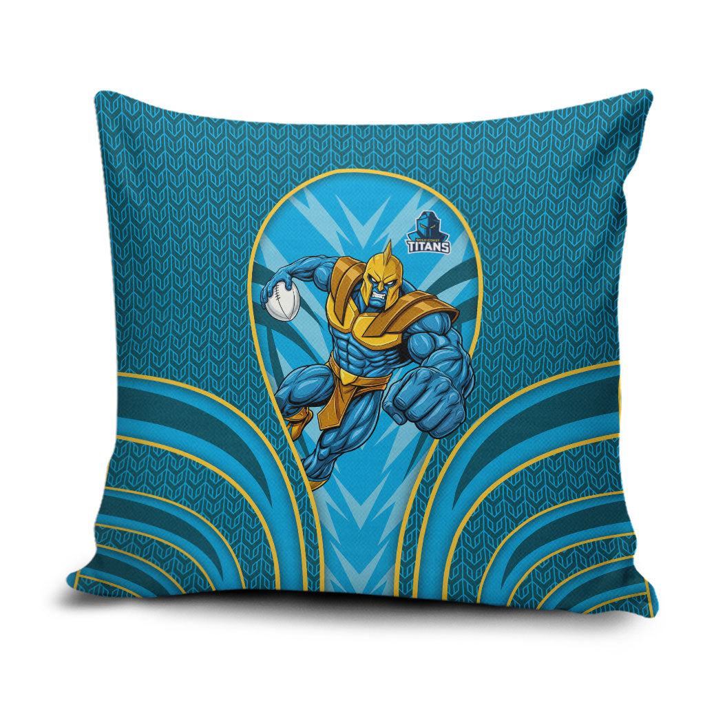 Gold Coast Titans Rugby Mascot Pillow Cover Australian Rugby Culture - Tribal Inspired Warrior Titan