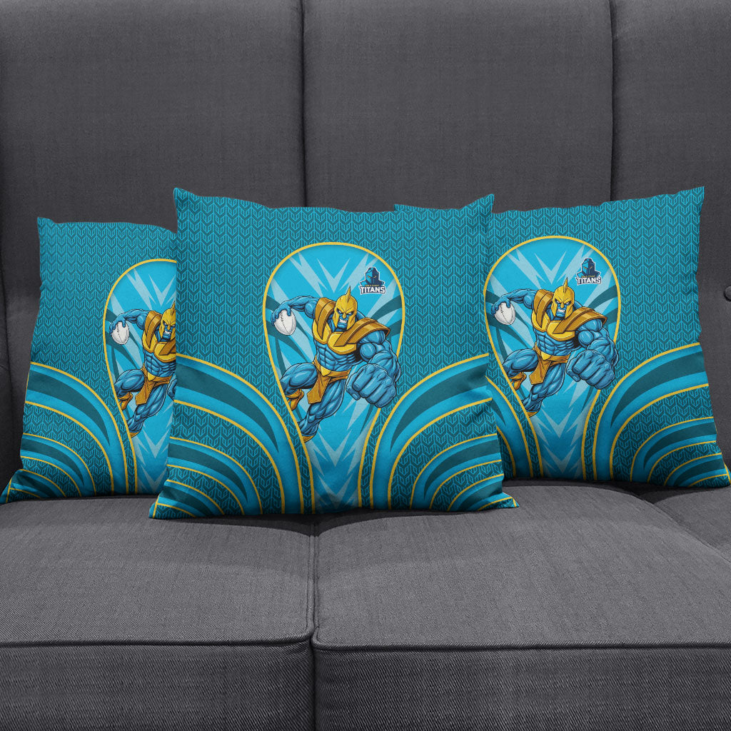 Gold Coast Titans Rugby Mascot Pillow Cover Australian Rugby Culture - Tribal Inspired Warrior Titan