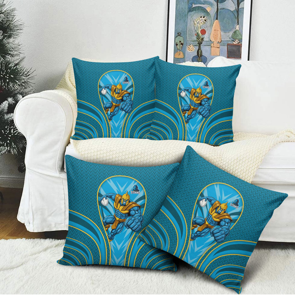 Gold Coast Titans Rugby Mascot Pillow Cover Australian Rugby Culture - Tribal Inspired Warrior Titan