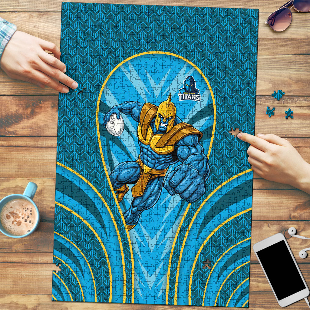 Gold Coast Titans Rugby Mascot Puzzle Australian Rugby Culture - Tribal Inspired Warrior Titan