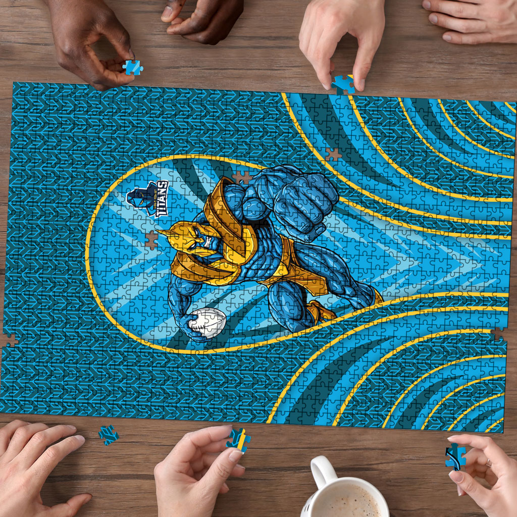 Gold Coast Titans Rugby Mascot Puzzle Australian Rugby Culture - Tribal Inspired Warrior Titan