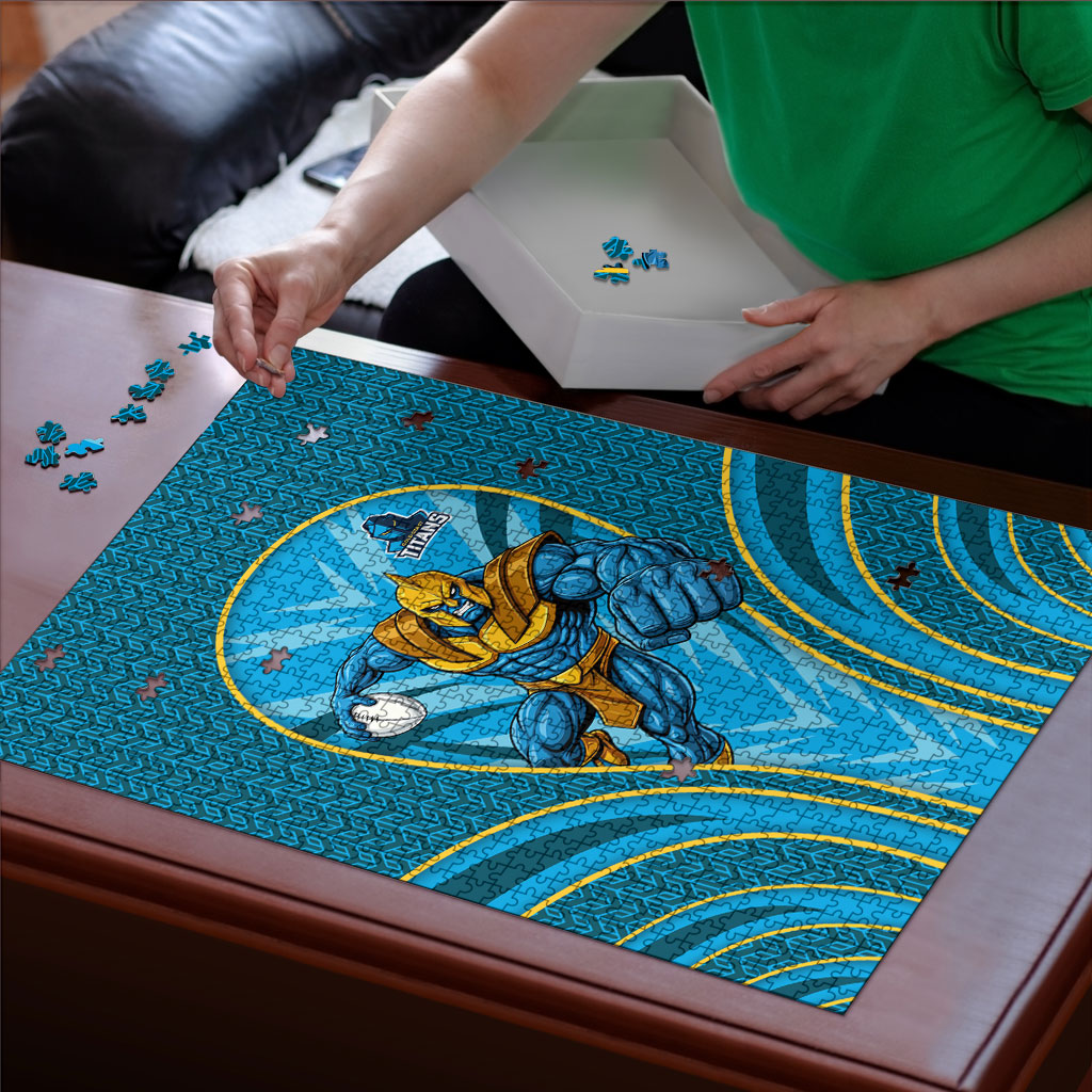 Gold Coast Titans Rugby Mascot Puzzle Australian Rugby Culture - Tribal Inspired Warrior Titan