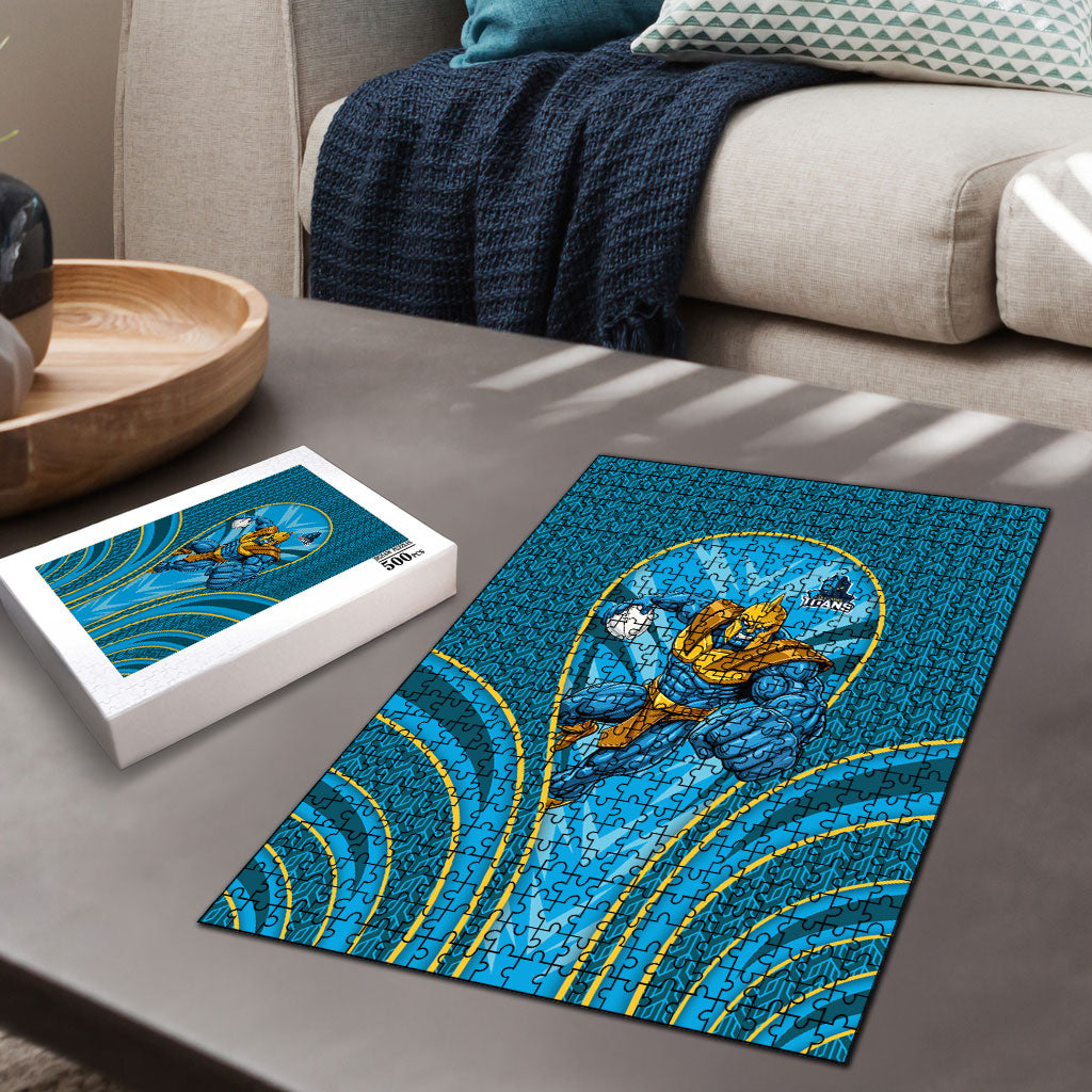 Gold Coast Titans Rugby Mascot Puzzle Australian Rugby Culture - Tribal Inspired Warrior Titan