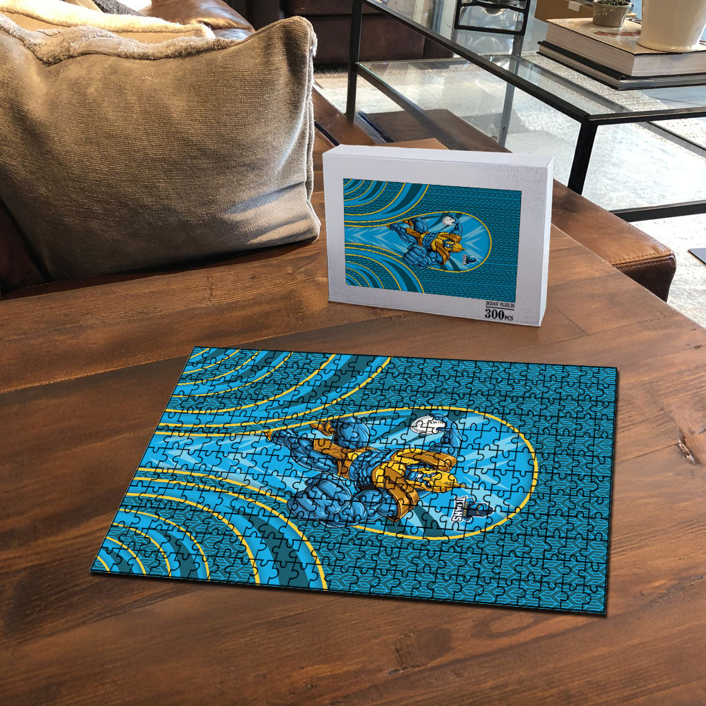 Gold Coast Titans Rugby Mascot Puzzle Australian Rugby Culture - Tribal Inspired Warrior Titan