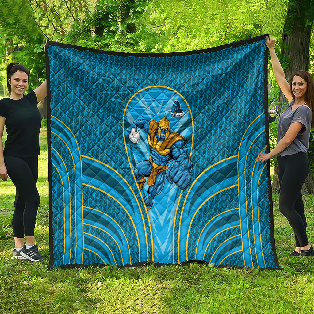 Gold Coast Titans Rugby Mascot Quilt Australian Rugby Culture - Tribal Inspired Warrior Titan