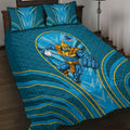 Gold Coast Titans Rugby Mascot Quilt Bed Set Australian Rugby Culture - Tribal Inspired Warrior Titan