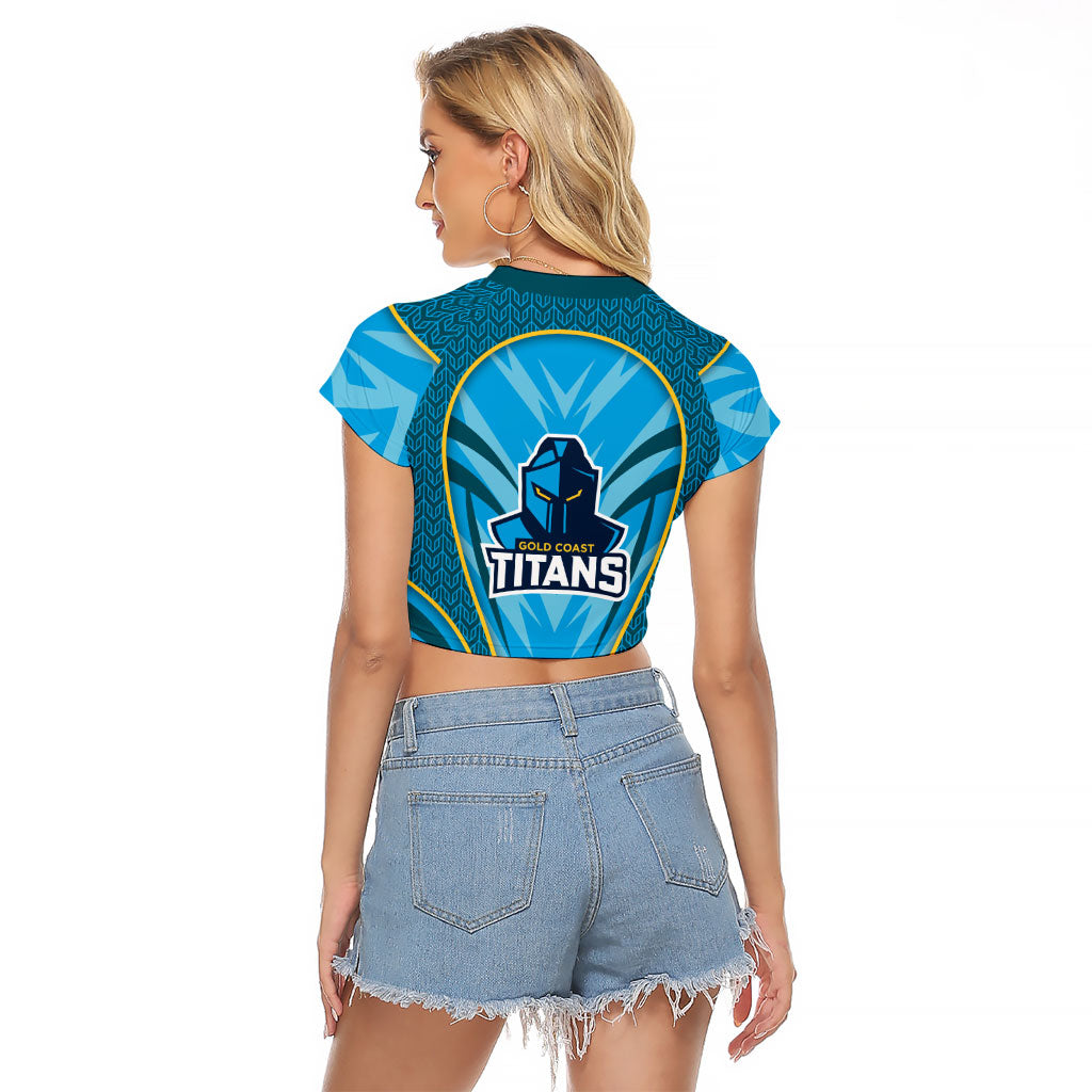 Gold Coast Titans Rugby Mascot Raglan Cropped T Shirt Australian Rugby Culture - Tribal Inspired Warrior Titan