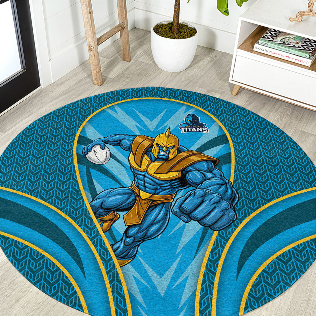 Gold Coast Titans Rugby Mascot Round Carpet Australian Rugby Culture - Tribal Inspired Warrior Titan
