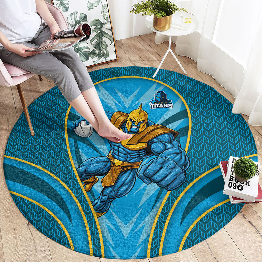 Gold Coast Titans Rugby Mascot Round Carpet Australian Rugby Culture - Tribal Inspired Warrior Titan