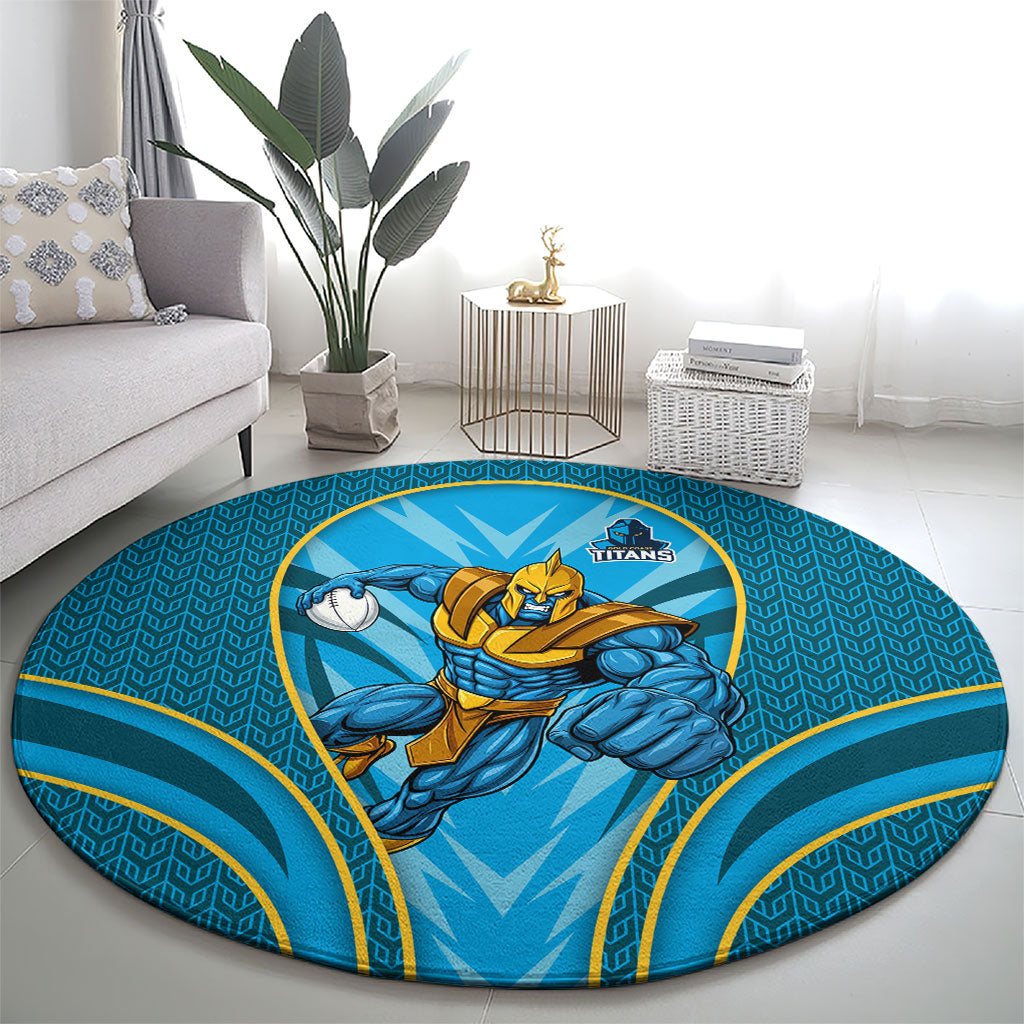 Gold Coast Titans Rugby Mascot Round Carpet Australian Rugby Culture - Tribal Inspired Warrior Titan