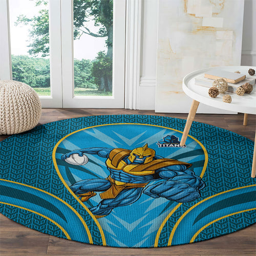 Gold Coast Titans Rugby Mascot Round Carpet Australian Rugby Culture - Tribal Inspired Warrior Titan