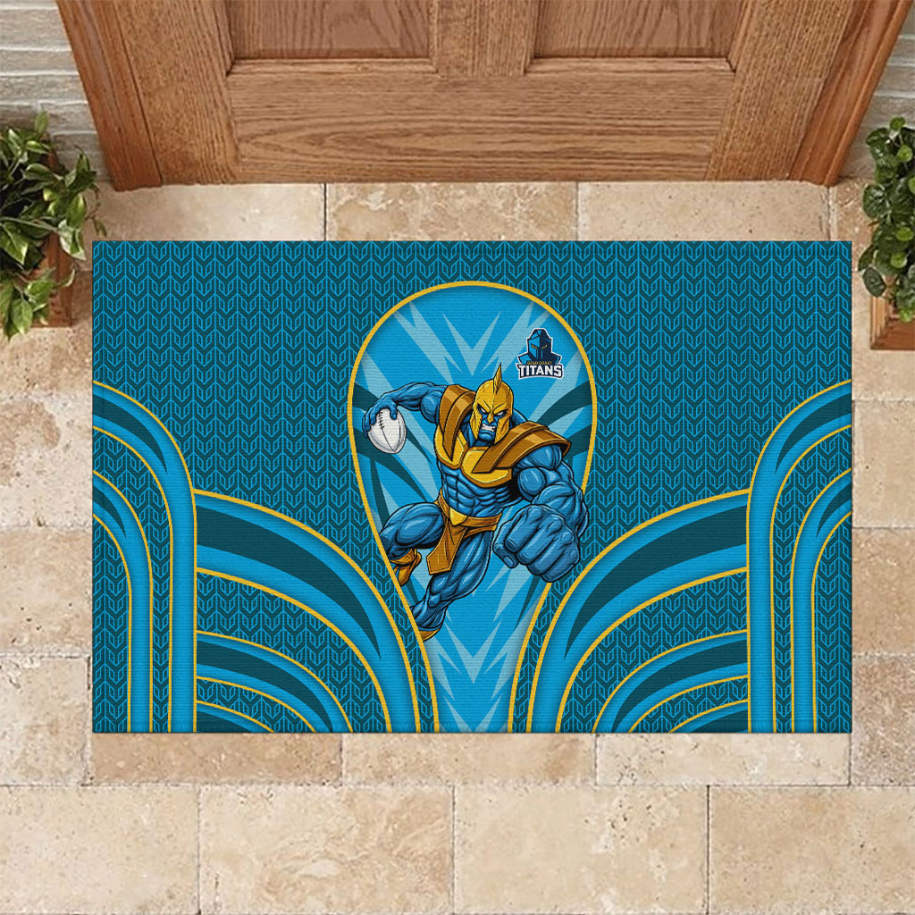 Gold Coast Titans Rugby Mascot Rubber Doormat Australian Rugby Culture - Tribal Inspired Warrior Titan