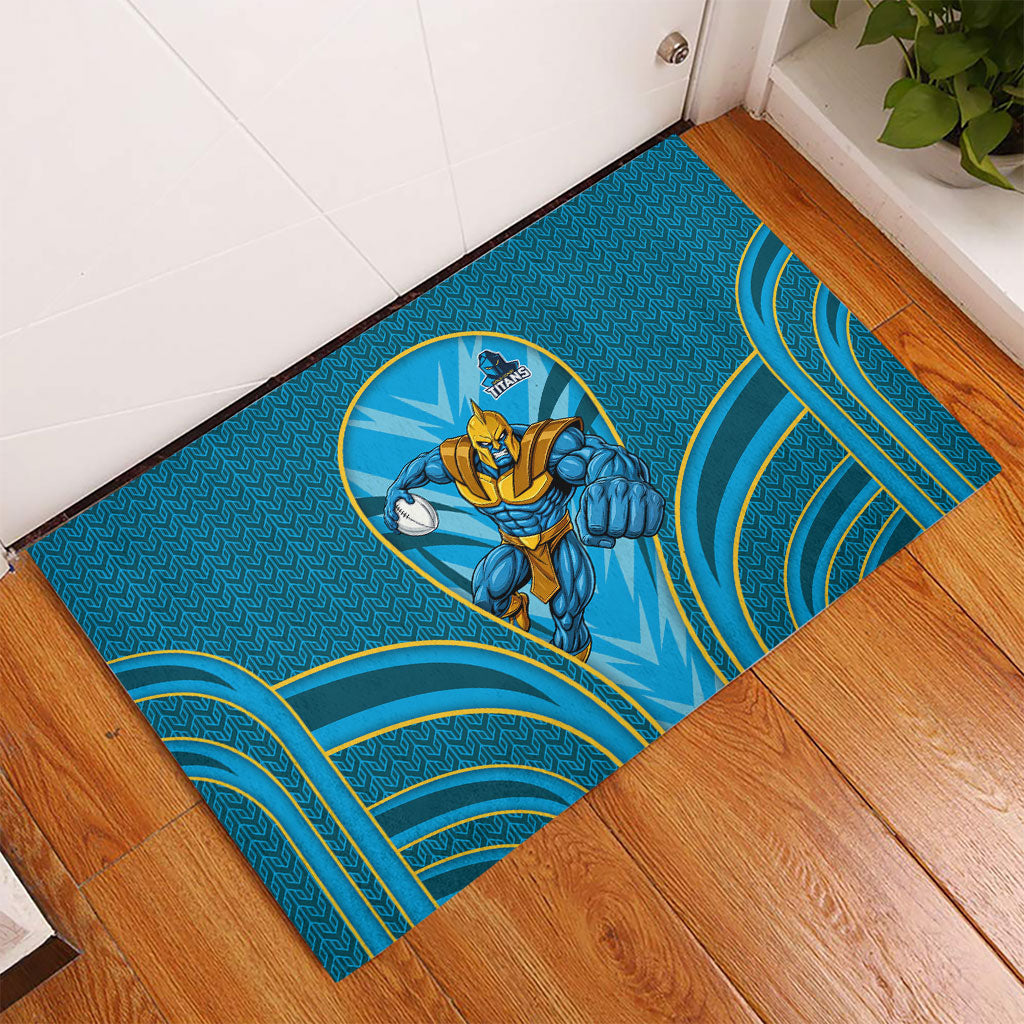 Gold Coast Titans Rugby Mascot Rubber Doormat Australian Rugby Culture - Tribal Inspired Warrior Titan