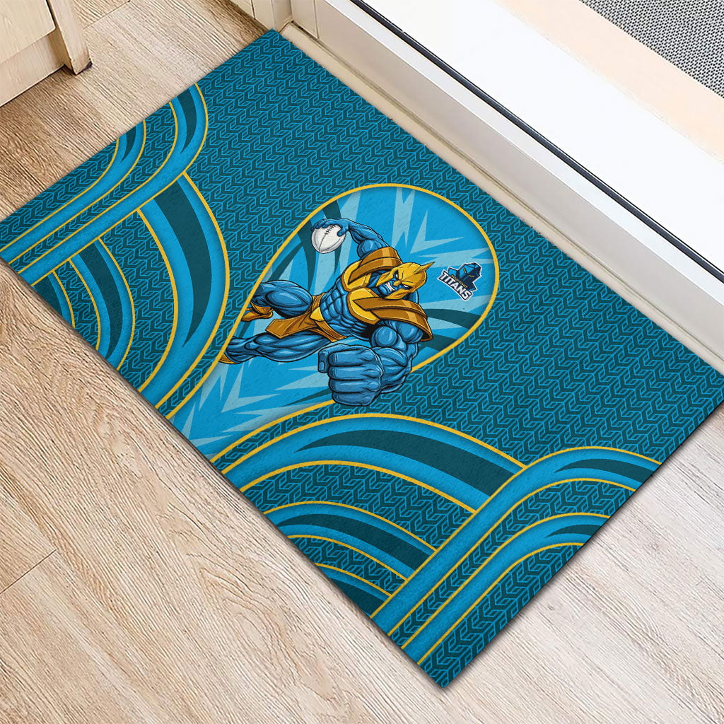 Gold Coast Titans Rugby Mascot Rubber Doormat Australian Rugby Culture - Tribal Inspired Warrior Titan