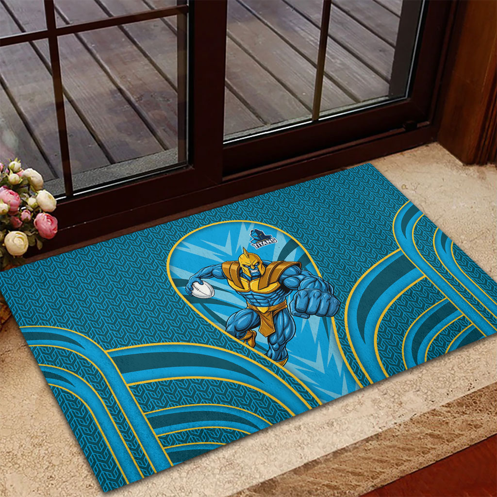 Gold Coast Titans Rugby Mascot Rubber Doormat Australian Rugby Culture - Tribal Inspired Warrior Titan