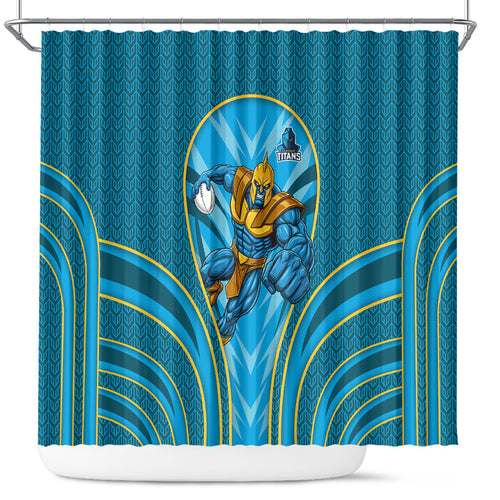 Gold Coast Titans Rugby Mascot Shower Curtain Australian Rugby Culture - Tribal Inspired Warrior Titan