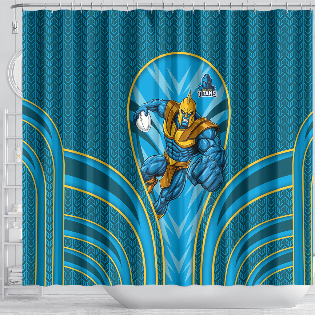 Gold Coast Titans Rugby Mascot Shower Curtain Australian Rugby Culture - Tribal Inspired Warrior Titan