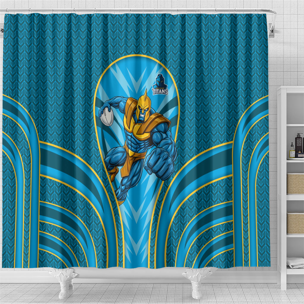 Gold Coast Titans Rugby Mascot Shower Curtain Australian Rugby Culture - Tribal Inspired Warrior Titan