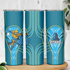 Gold Coast Titans Rugby Mascot Skinny Tumbler Australian Rugby Culture - Tribal Inspired Warrior Titan