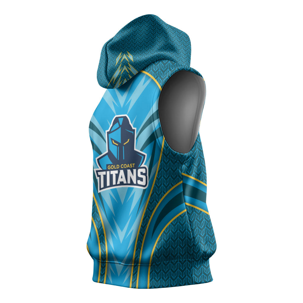 Gold Coast Titans Rugby Mascot Sleeveless Hoodie Australian Rugby Culture - Tribal Inspired Warrior Titan