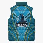 Gold Coast Titans Rugby Mascot Sleeveless Puffer Jacket Australian Rugby Culture - Tribal Inspired Warrior Titan
